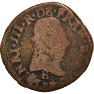 Monnaie, France, Henri III, Double Tournois, 1581, Tours, B+, Cuivre - 1574-1589 Henry III