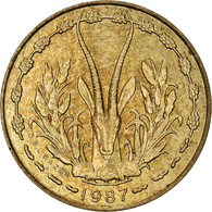 Monnaie, West African States, 5 Francs, 1987, TTB+, Aluminum-Nickel-Bronze - Côte-d'Ivoire