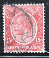 Kenya And Uganda 1922 King George V 15c In Fine Used Condition. - Kenya & Oeganda