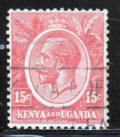 Kenya And Uganda 1922 King George V 15c In Fine Used Condition. - Kenya & Ouganda