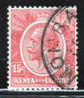 Kenya And Uganda 1922 King George V 15c In Fine Used Condition. - Kenya & Uganda