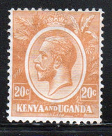 Kenya And Uganda 1922 King George V 20c In Fine Used Condition. - Kenya & Uganda