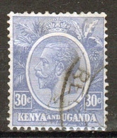 Kenya And Uganda 1922 King George V 30c In Fine Used Condition. - Kenya & Uganda