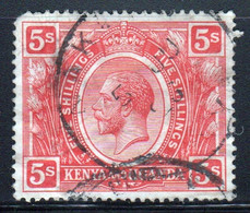 Kenya And Uganda 1922 King George V Five Shilling In Fine Used Condition. - Kenya & Oeganda