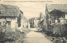 - Dpts Div -ref-AZ874- Oise - Lassigny - Artillerie Zerschossen Dorfstrasse - Guerre 1914-18 - Carte Allemande - - Lassigny