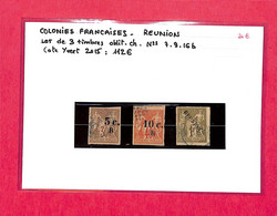 REUNION - Lot De 3 Timbres Obli Ch N° 7-9-16b - Cote Totale Yvert 2015 : 112.00€ - Gebruikt