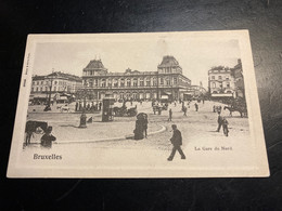 Bruxelles Gare Du Nord Avec Tram Tiré Par Chevaux - Vervoer (openbaar)