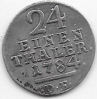 Allemagne - Hessen Kassel - 1/24 Thaler 1784 - Argent - Autres & Non Classés