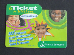 TELECARTE TICKET TELEPHONE INTERNATIONAL 50 FRANCS FRANCE TELECOM - Biglietti FT