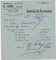 Lot De 6 Anciens Bulletin De Ramonage - Maison CUAZ M. FAVRE REIMS (51) - 1955 à 1960 - Materiaal En Toebehoren