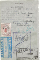 FISCAUX BELGIQUE 50F Visa D'affaires 1951 - Documentos