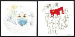China 2020 Fight Against Epidemic Together Coronavirus Covid 19 Corona Virus Docotor Vaccine 2v Postcard MNH  (**) - Brieven En Documenten