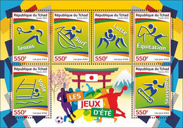Tchad 2021, Olympic Games In Tokyo, Tennis, Surf, Fight, Horse Race, Shipping, Skateboard, BF - Zonder Classificatie