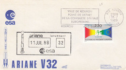 LETTRE ESA - ARIANE V32 - 11.7.1989 - 32e LANCEMENT -  KOUROU POINT DEPART CONQUETE SPATIALE EUROPEENNE  /3 - Andere & Zonder Classificatie