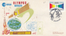 LETTRE ESA  OLYMPUS SATELLITE - ARIANE 3 - 11.7.1989 - 32e TIR - KOUROU   /3 - Andere & Zonder Classificatie