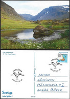 Sweden Pickture Postcard Mountain Lake Postmark Grus Grus Crane Vårgårda Nature Film 1990 - Other & Unclassified