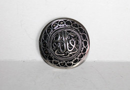 ANCIENNE BROCHE ORIENTALE / MAGHREB EN ARGENT POINCONS - D:4cm MAGNIFIQUE & RARE       (220122) - Oriental Art