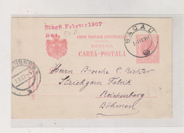 ROMANIA BACAU 1907  Postal Stationery To Austria Czech Republic - Briefe U. Dokumente