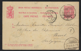 Carte Postale DUMMELDANGE à MONS BELGIQUE Avec Cachet Ambulant BRUXELLES - JEMELLE ; état + Details Voir Scan ! LOT 193 - 1895 Adolphe Rechterzijde