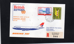 MEN - 1977 Nazioni Unite - Primo Volo Zurigo - Mahe (Seychelles) - British Airways             - Boeing 747 - Poste Aérienne
