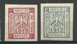 FAUX Poland 1917 Local Post Przedborz Michel 1 - 2 B * Fälschungen Forgeries - Ungebraucht
