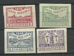 Poland Polen 1918 Przedborz Michel 15 - 18 C * - Unused Stamps