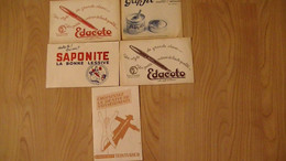 BUVARDS ANCIENS, Lot De 5 Buvards Larousse, Stylo Edacoto Marron, Rouge, Saponite, Grip-Fix, Teinturier. - Collezioni & Lotti