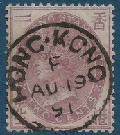 HONG KONG Victoria FISCAUX POSTAUX 1891 N°6 2 Cents Violet Oblitéré Dateur HONG KONG 19 AOUT 91 SUPERBE - Postal Fiscal Stamps
