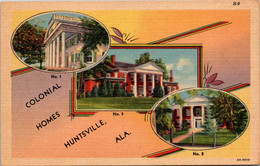 Alabama Huntsville 3 Beautiful Colonial Homes Curteich - Huntsville