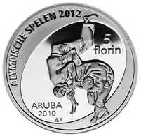 Aruba - 5 Florin, 2010 XXX Summer Olympic Games, London 2012, Silver Proof - Andere - Amerika