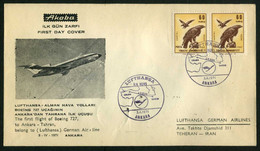 Türkiye 1971 Ankara Tehran Lufthansa Boeing 727 First Flight, April 3 | With Tehran Arrival Postmark | Air Mail, Birds - Poste Aérienne