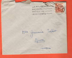 KD-05  Enveloppe Cachet Lausanne Prudence Sur Les Routes Prévient Les Accidents.Cachet Epesses Lavaux 1945 Au Dos - Lettres & Documents