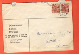 KD-07  Enveloppe Département Social Romand Genève Cachet Morges 1945  Et Au Dos Epesses Vaud - Lettres & Documents