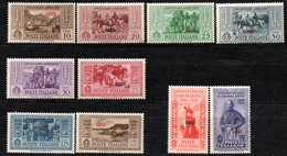 659.GREECE,DODECANESE,ITALY.CASO,1932 GARIBALDI HELLAS 108-117 SCOTT 17-26 MH  GUM BLEMISHES - Dodecanese