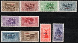 664.GREECE,DODECANESE,ITALY.CALINO,KALIMNO,1932 GARIBALDI HELLAS 108-117 SCOTT 17-26 MH  GUM BLEMISHES - Dodecanese