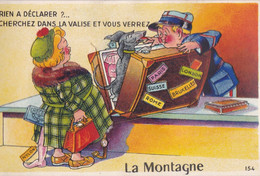 ¤¤  -   LA MONTAGNE    -  Carte à Système   -    Douanier , Voyageuse , Valise        -  ¤¤ - La Montagne