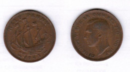 GREAT BRITAIN   1/2 PENNY 1943 (KM # 844) #6547 - 1/2 Penny & 1/2 New Penny