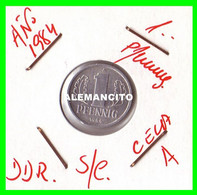 REPUBLICA DEMOCRATICA DE ALEMANIA ( DDR ) MONEDAS DE 1 PFENNING AÑO 1984 CECA-A MONEDA DE 17mm Obv.State ALUMINIO S/C - 1 Pfennig