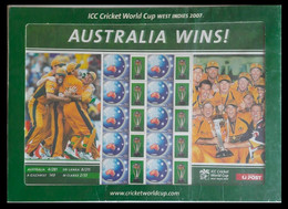 166. AUSTRALIA 2007 STAMP SHEET AUSTRALIA WINS !! ICC CRICKET WORLD CUP .MNH - Hojas, Bloques & Múltiples