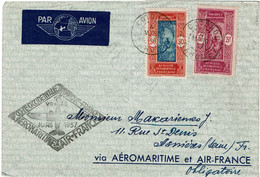 CTN77/1- DAHOMEY LETTRE AVION COTONOU / ASNIERES 4/3/1937  1er VOYAGE AIR FRANCE - Storia Postale