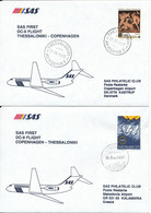 Denmark - Greece SAS First DC-9 Flight Copenhagen - Thessaloniki 29-3-1993 And Return 2 Covers - Brieven En Documenten