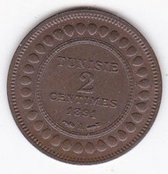 Protectorat Français Tunisie 2 Centimes 1891 A , En Bronze, Lec# 70, Sup/XF +++ - Tunesien