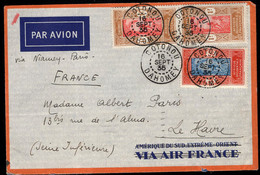 Dahomey (1935) Airmail Letter To France Franked With Scott 65 And 2x Scott 77. - Storia Postale