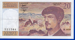 20 FRANCS DEBUSSY PR. NEUF PAS DE TROU PLIS VERTICAL ET HORIZONTAL M.009 N°521584 ANNÉE 1982 - 2 SCANS - Serbon63 - 20 F 1980-1997 ''Debussy''