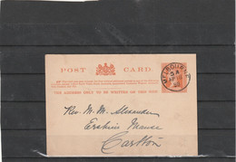 Victoria Melbourne POSTAL CARD To Carlton 1898 - Covers & Documents