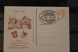 Deutschland 2000; Städtepartnerschaft Ludwigsburg-Montbeliard, Wertstempel Frauen, SST - Cartes Postales Privées - Oblitérées