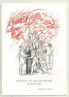 ENCART NUMEROTE SERMENT DU JEU DE PAUME   2 TP DAVID + CACHET PJ  PARIS ET  VERSAILLES 20/06/1989 - Franse Revolutie