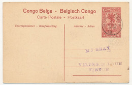 CONGO BELGE - CPA Entier 10c Palmier - Habitations Sur Le Haut Congo - Interi Postali