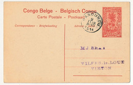 CONGO BELGE - CPA Entier 10c Palmier - Léopard - Interi Postali