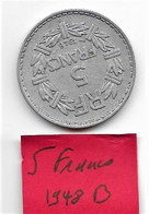 **R"  5 Francs  "Lavrillier" 1948 B    TTB    Alu - 5 Francs